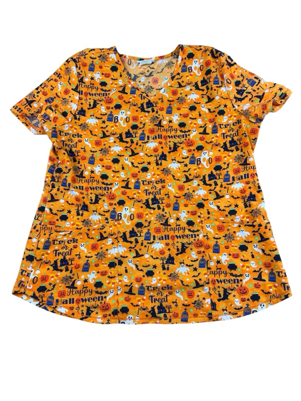 ScrubStar Halloween Scrub Top V-Neck NWOT - Size Large